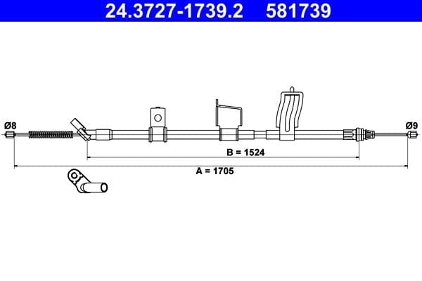 Cablu, frana de parcare ATE 24.3727-1739.2