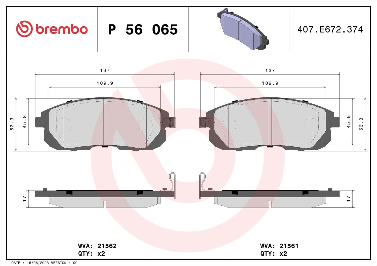set placute frana,frana disc BREMBO PRIME LINE P 56 065