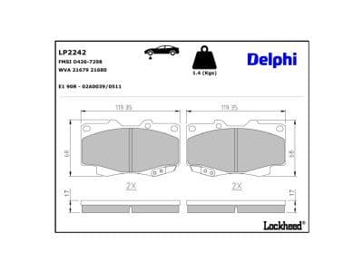 set placute frana,frana disc DELPHI LP2242