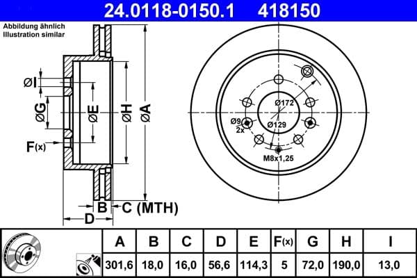 Disc frana ATE 24.0118-0150.1
