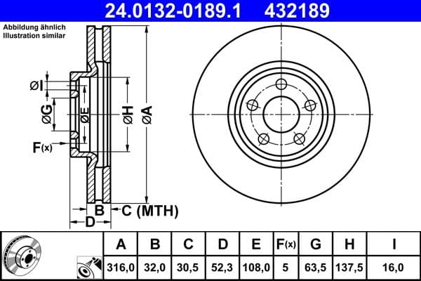Disc frana ATE 24.0132-0189.1