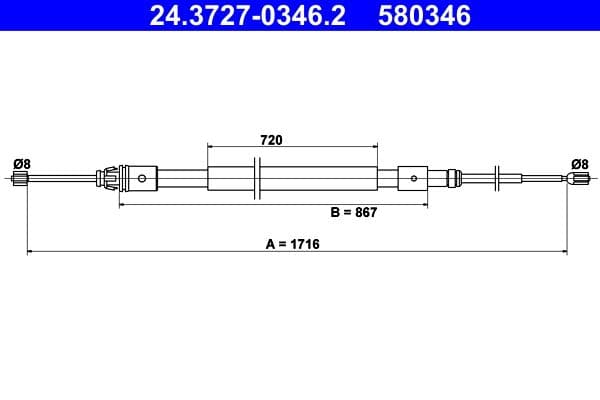 Cablu, frana de parcare ATE 24.3727-0346.2