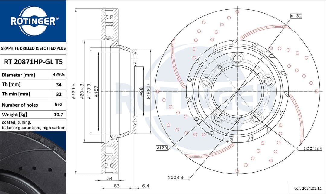 Disc frana ROTINGER RT 20871HP-GL T5