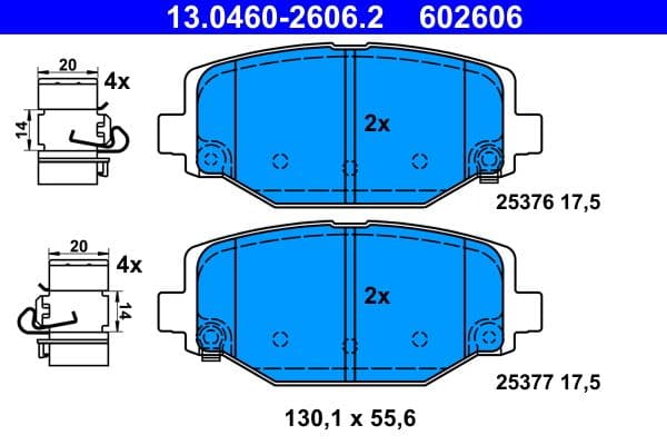 set placute frana,frana disc ATE 13.0460-2606.2