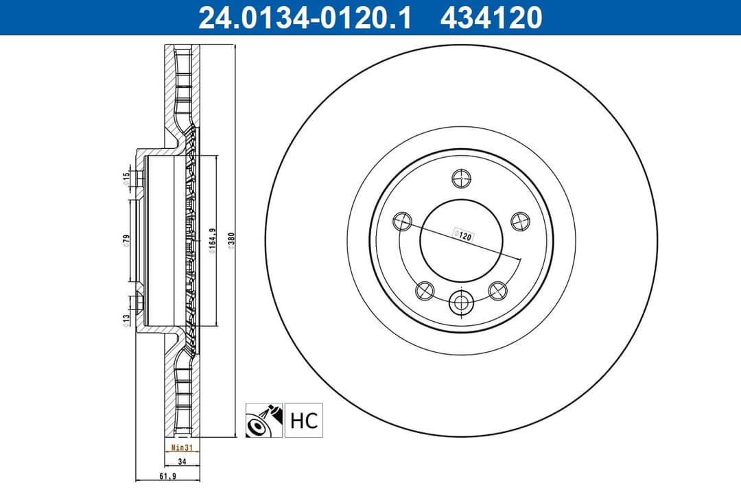 Disc frana ATE 24.0134-0120.1
