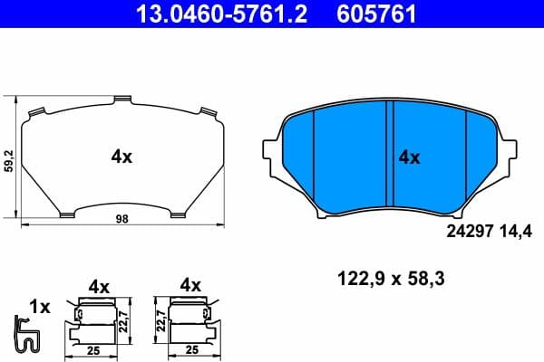 set placute frana,frana disc ATE 13.0460-5761.2