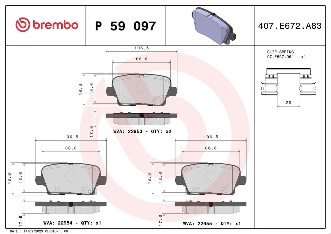 set placute frana,frana disc BREMBO PRIME LINE P 59 097