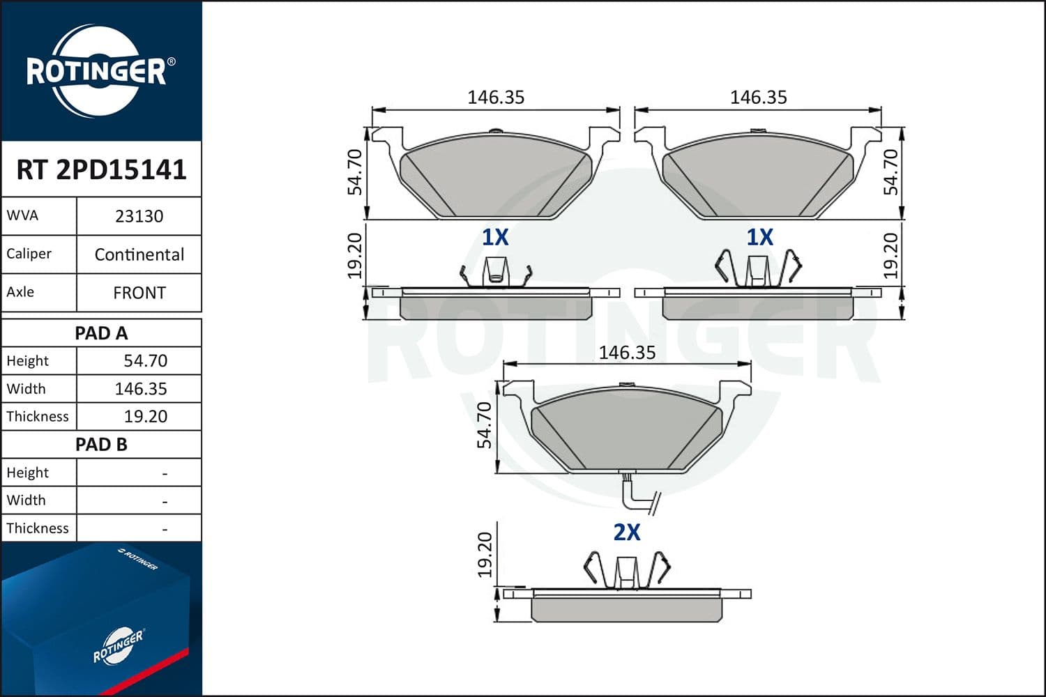 set placute frana,frana disc ROTINGER RT 2PD15141
