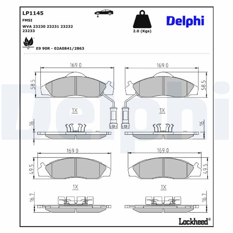 set placute frana,frana disc DELPHI LP1145