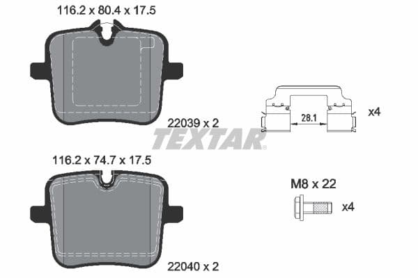 set placute frana,frana disc TEXTAR 2203901