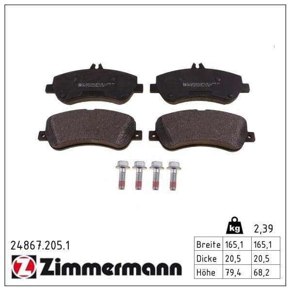 set placute frana,frana disc ZIMMERMANN 24867.205.1