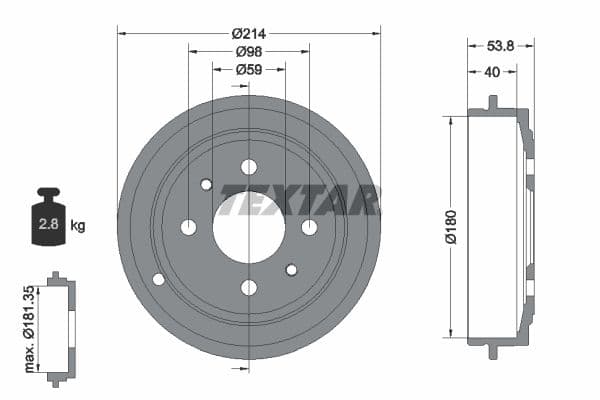 Tambur frana TEXTAR 94014800