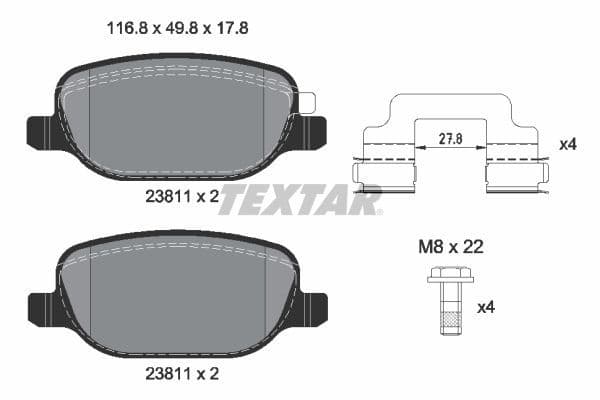 set placute frana,frana disc TEXTAR Q+ 2381103