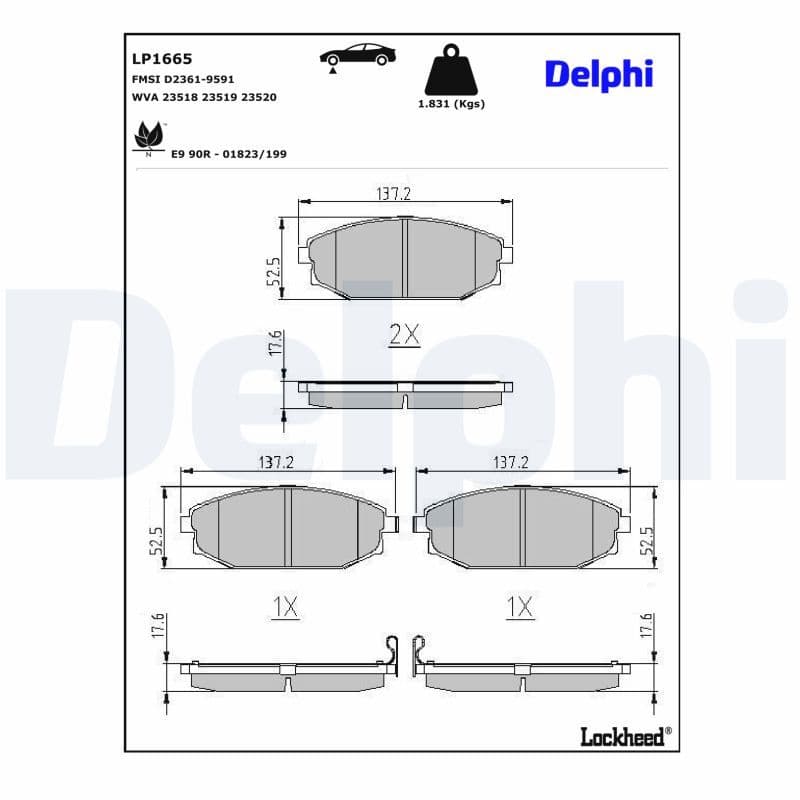 set placute frana,frana disc DELPHI LP1665