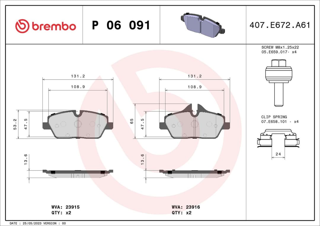 set placute frana,frana disc BREMBO PRIME LINE P 06 091