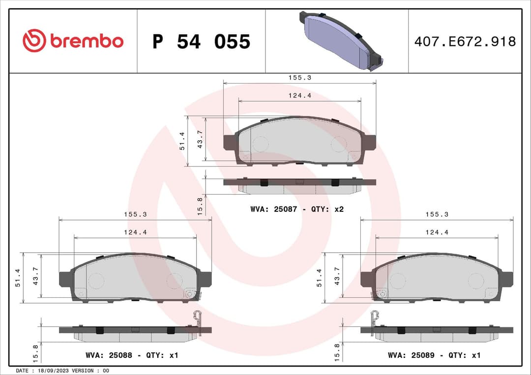 set placute frana,frana disc BREMBO PRIME LINE P 54 055