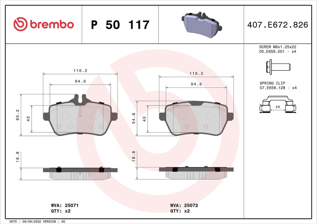 set placute frana,frana disc BREMBO PRIME LINE P 50 117