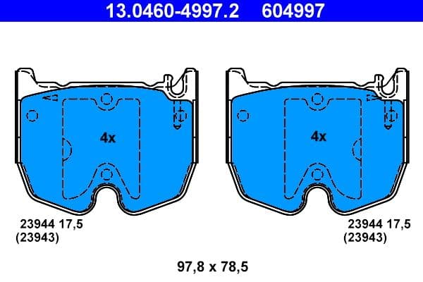 set placute frana,frana disc ATE 13.0460-4997.2