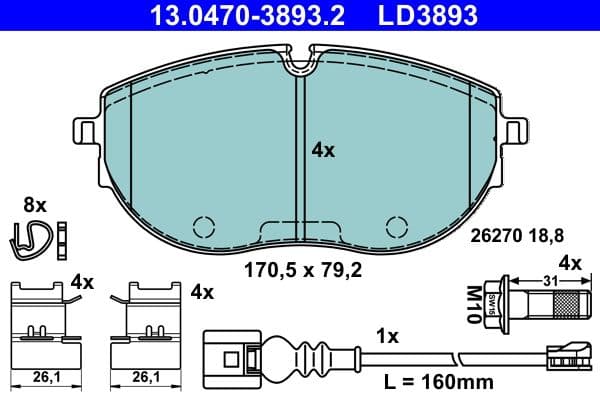 set placute frana,frana disc ATE Ceramic 13.0470-3893.2