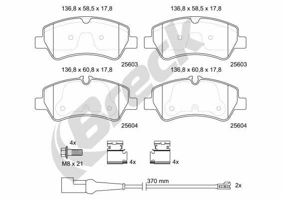 set placute frana,frana disc BRECK 25603 00 703 10