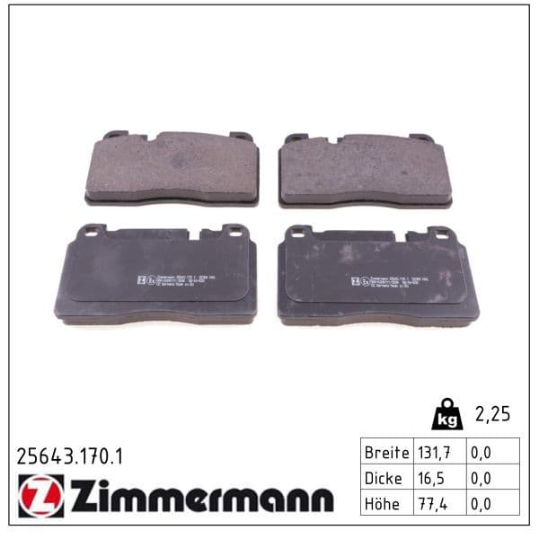 set placute frana,frana disc ZIMMERMANN 25643.170.1