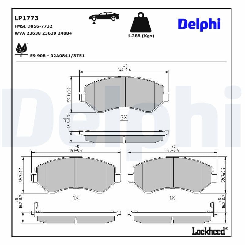 set placute frana,frana disc DELPHI LP1773
