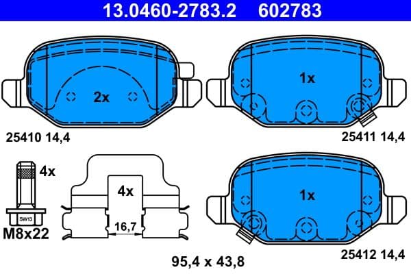 set placute frana,frana disc ATE 13.0460-2783.2