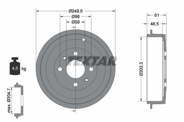 Tambur frana TEXTAR 94019900