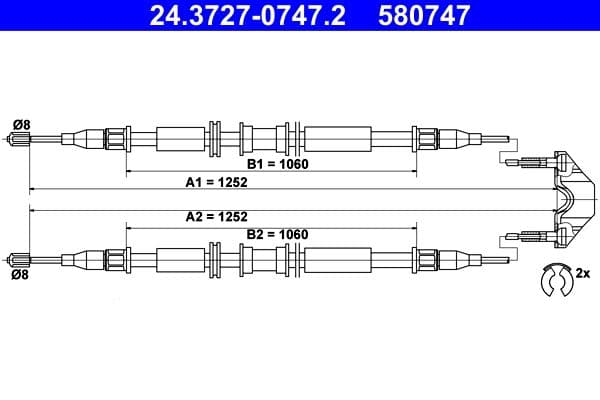 Cablu, frana de parcare ATE 24.3727-0747.2