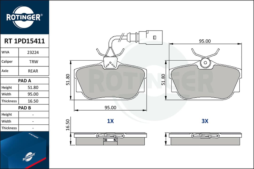 set placute frana,frana disc ROTINGER RT 1PD15411