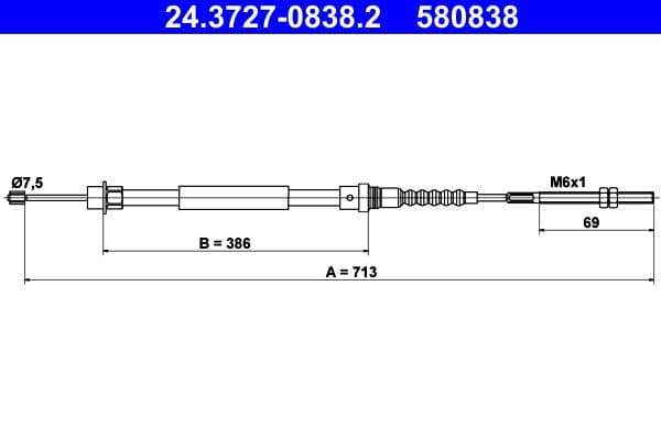 Cablu, frana de parcare ATE 24.3727-0838.2