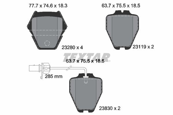 set placute frana,frana disc TEXTAR Q+ 2328001