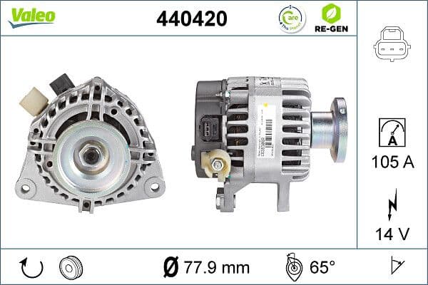 Generator / Alternator VALEO RE-GEN REMANUFACTURED 440420
