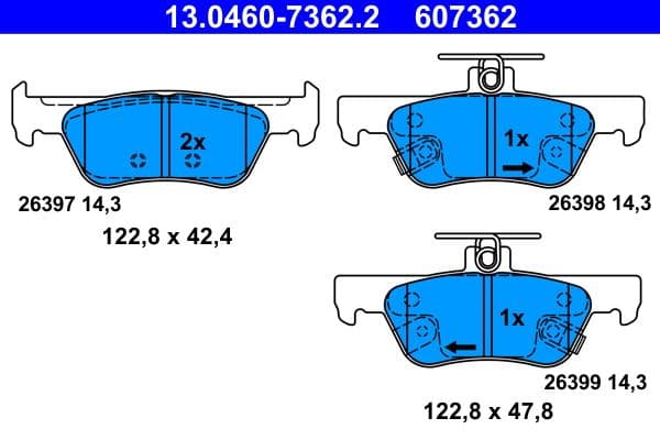 set placute frana,frana disc ATE 13.0460-7362.2