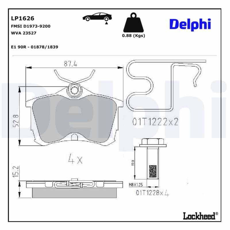 set placute frana,frana disc DELPHI LP1626