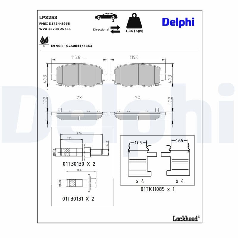set placute frana,frana disc DELPHI LP3253