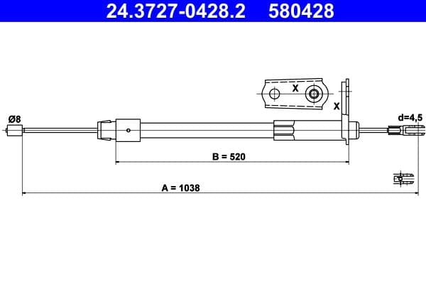 Cablu, frana de parcare ATE 24.3727-0428.2