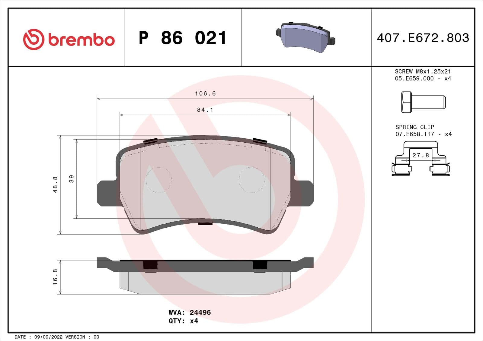 set placute frana,frana disc BREMBO PRIME LINE P 86 021