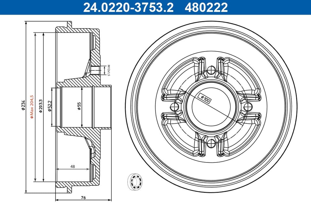 Tambur frana ATE 24.0220-3753.2