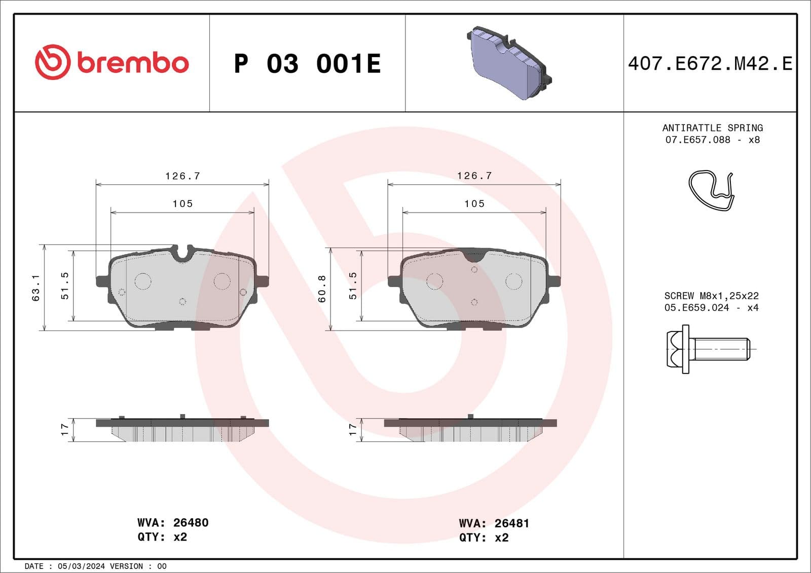 set placute frana,frana disc BREMBO BEYOND LINE - EV P 03 001E