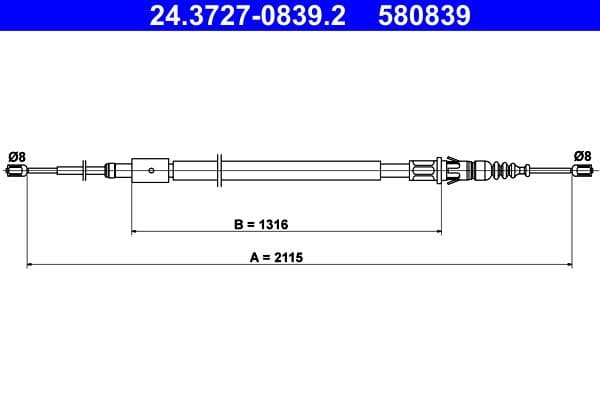 Cablu, frana de parcare ATE 24.3727-0839.2