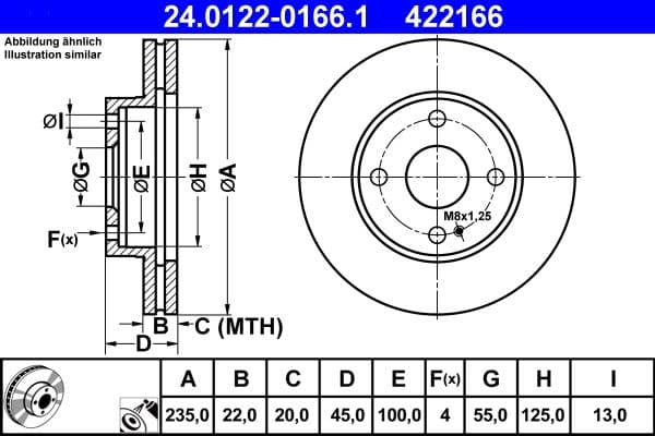Disc frana ATE 24.0122-0166.1