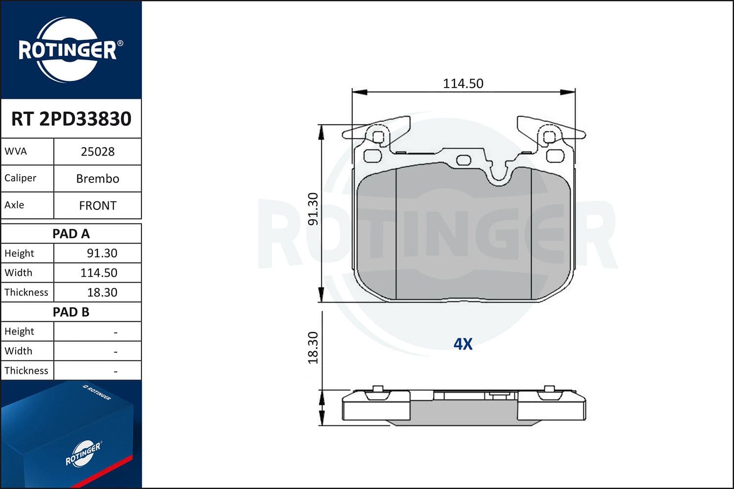 set placute frana,frana disc ROTINGER RT 2PD33830