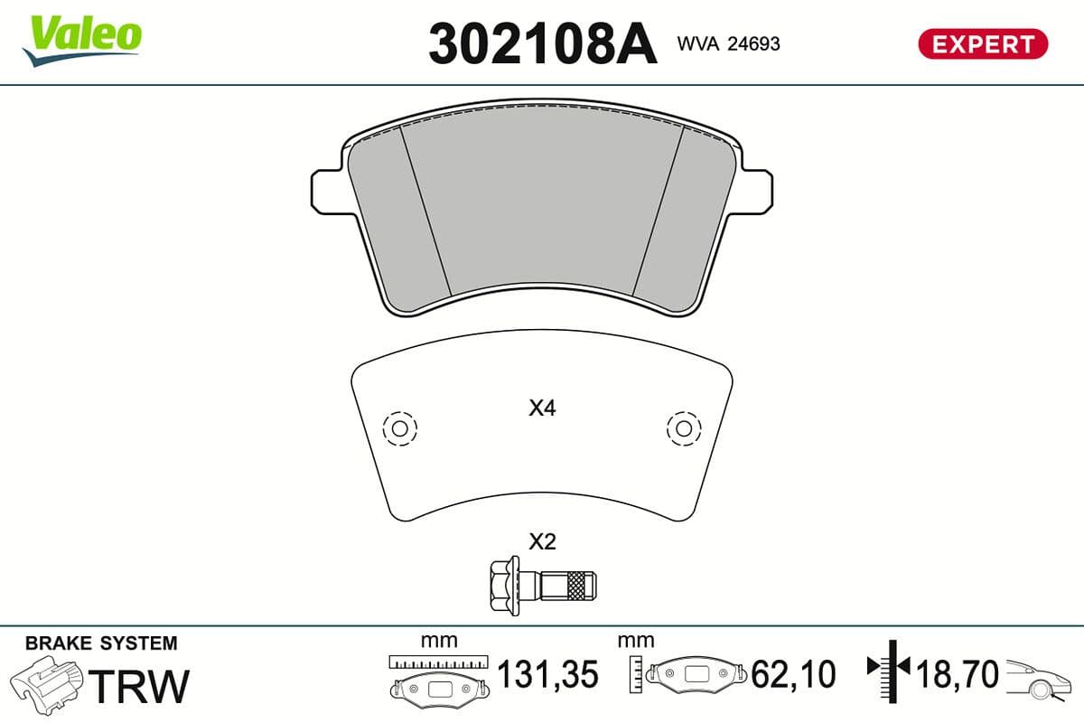 set placute frana,frana disc VALEO 302108A