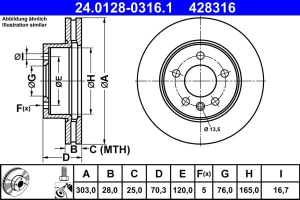 Disc frana ATE 24.0128-0316.1
