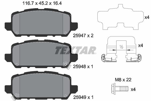 set placute frana,frana disc TEXTAR 2594701