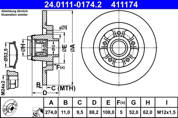 Disc frana ATE 24.0111-0174.2
