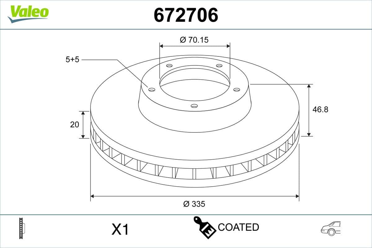 Disc frana VALEO COATED 672706