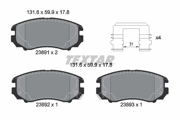 set placute frana,frana disc TEXTAR Q+ 2389105