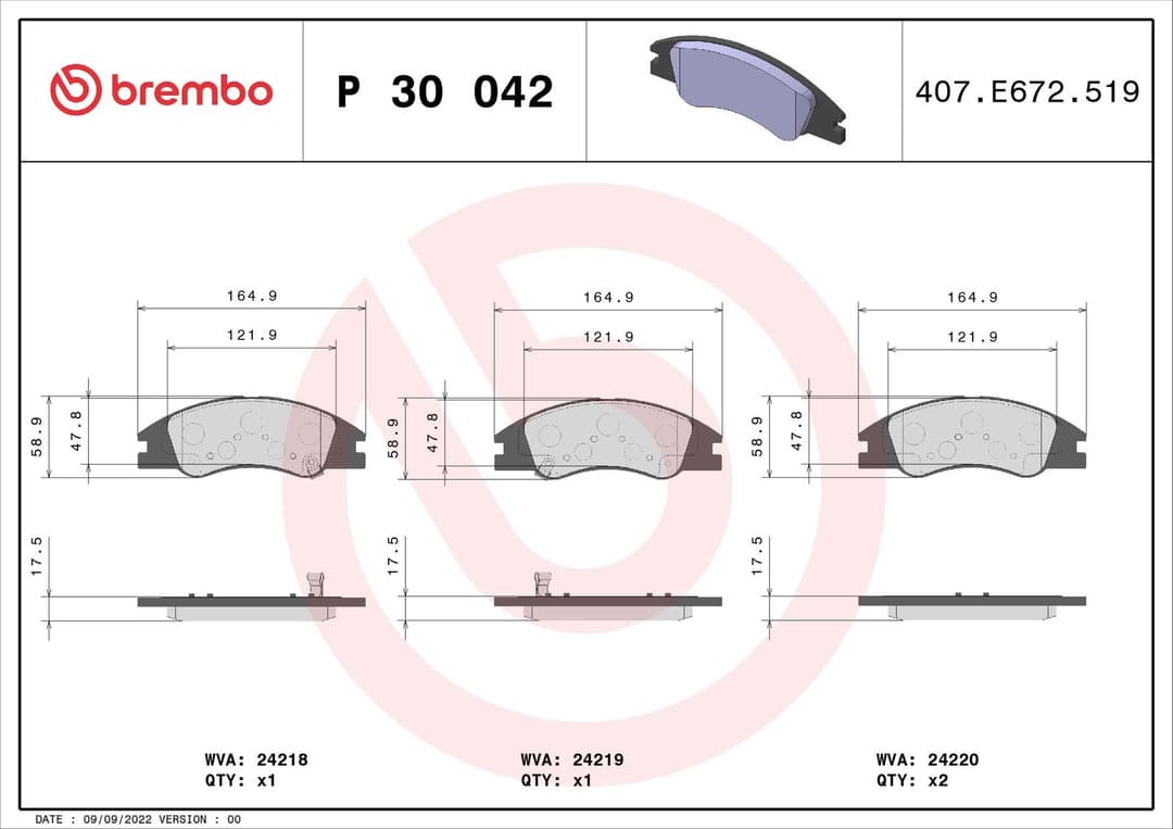 set placute frana,frana disc BREMBO PRIME LINE P 30 042
